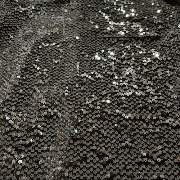 Trouve Black Sequined Zip Up Jacket Sz S - Picture 10 of 15